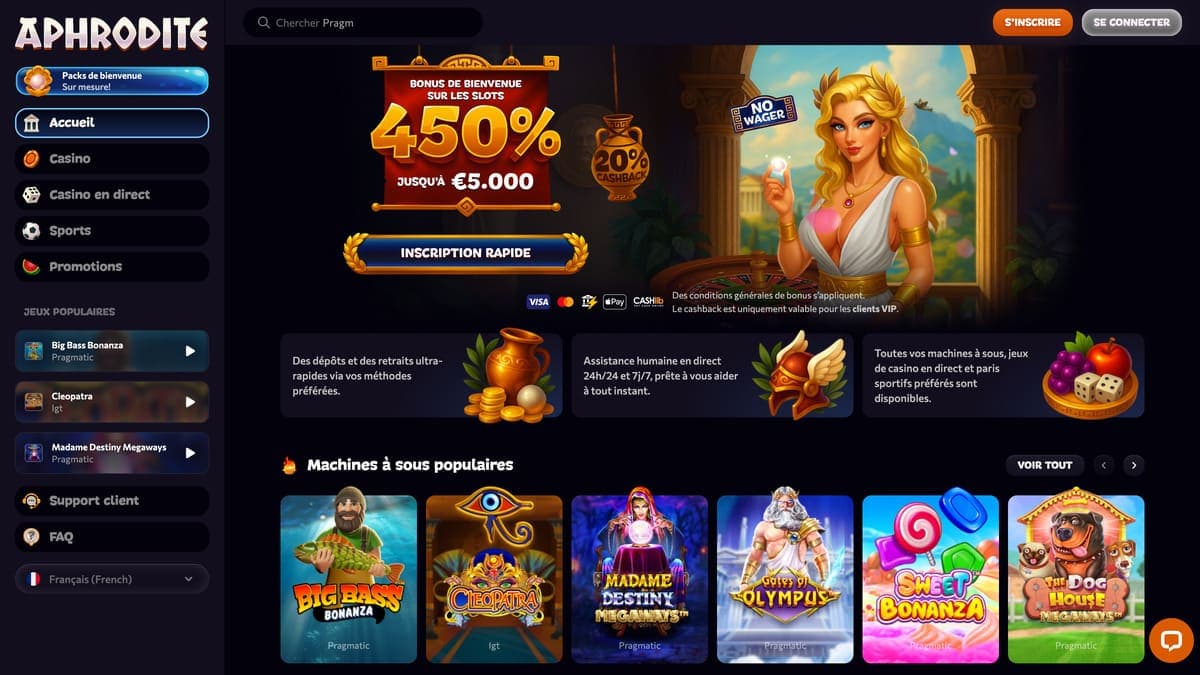 Aphrodite Casino bonus free spins 2026